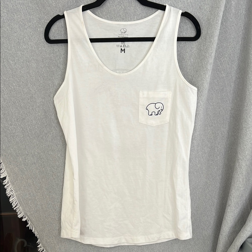 Ivory Ella White Tank Top with Elephant Mandala